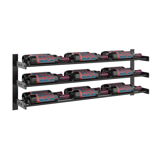 Evolution Series Wine Wall Rack 381Mm (18 Bottles, Matte Black Frames With Matte Black Rods)