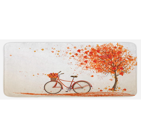 Kaela Bicycle Orange Autumn Tree Kitchen Mat