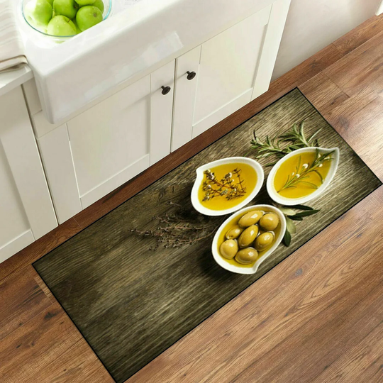 New 3D Non-Slip Kitchen Mat Door Mat Indoor Rug Olives Pattern
