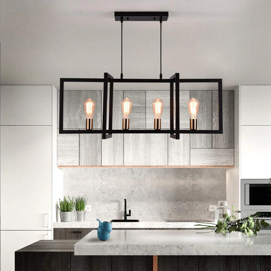 Billal 4-Light Kitchen Island Rectangle Pendant