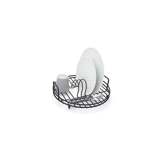simplywire - Circular Dish Drainer - Round Sink Drying Rack - Black