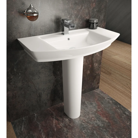 Maya Vitreous China Rectangular Full Pedestal Basin