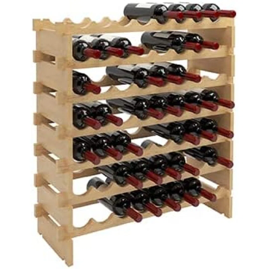 6-Layer 48 Bottle Capacity Stackable Storage Wine Racks Free Standing Wine Rack Wine Racks, Wine Racks Free Standing Wooden