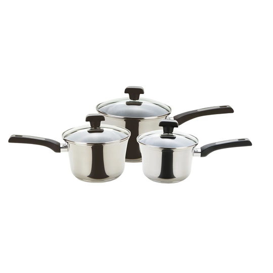 Induction Stainless Steel Saucepan, Silver, Set Of 3