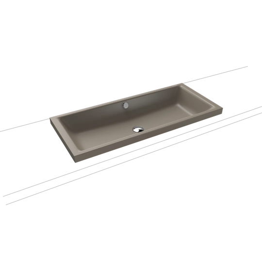 Warm Grey Metal Reactangle Inset Basin Bathroom Sink with Overflow