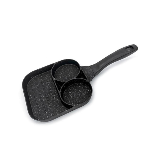 3-in-1 Nonstick Egg Frying Pan Gas Stove Divided Grill Pan for Breakfast Burgers and Bacon