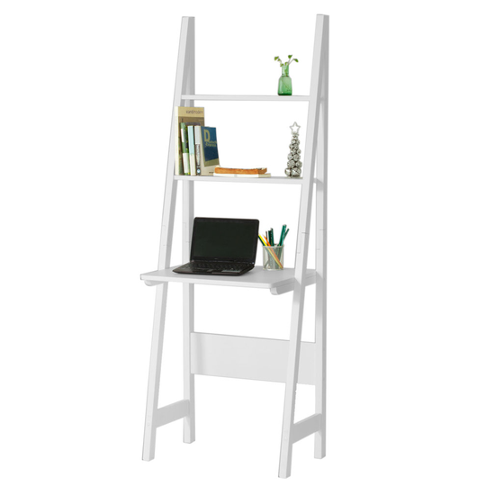 SoBuy® FRG60-W, Storage Display Shelving Ladder Shelf Bookcase with Desk