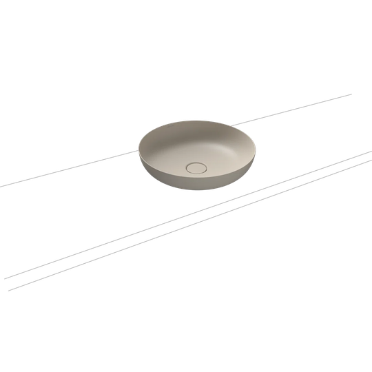 Beige Steel Enamel Circular Bathroom Sink