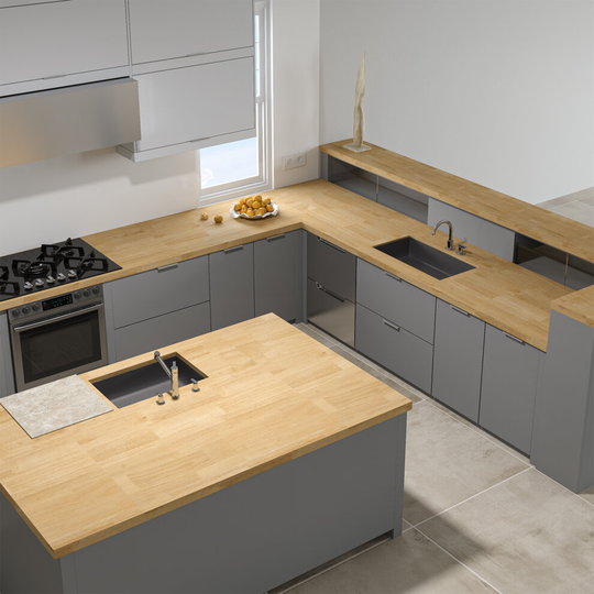 (2m*620mm*38mm Untreated) Solid Oak Worktop, Real Wood Worktops, Counter Top Kitchen Breakfast Bar Island