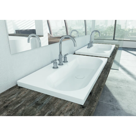White Steel Enamel Rectangular Bathroom Sink