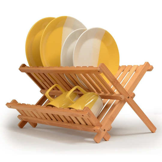 Dish Drying Rack Bamboo Dish Rack Collapsible Dish Drainer, Foldable dish drying rack Wooden Plate Rack Made of 100% Natural Bamboo, By: Bambüsi
