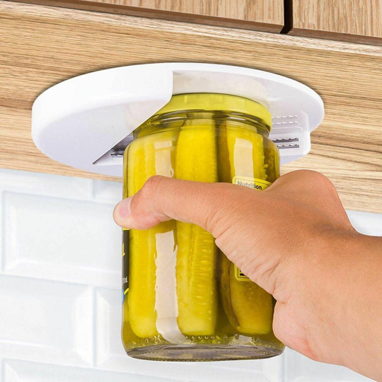 Glass Jar Opener for Under The Kitchen Cabinet Counter Lid Arthritis