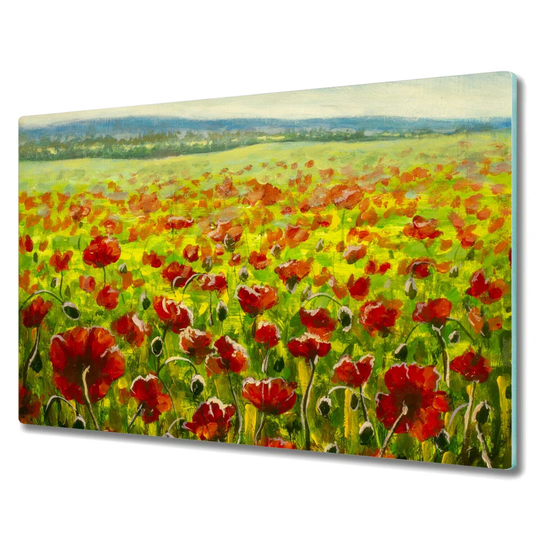 Myakka Tempered Glass Poppies Meadow Chopping Board