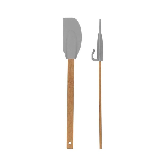 Bamboo And Silicone Spatula With Grip Gray