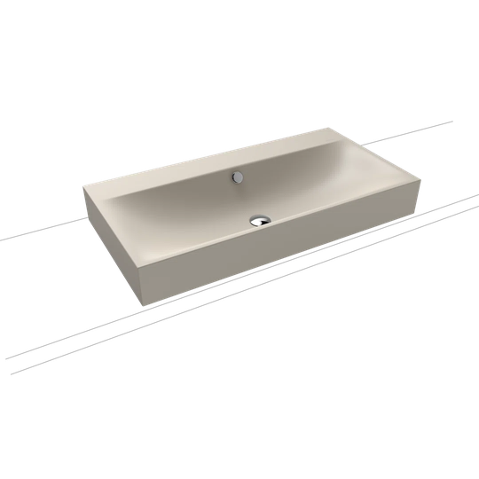 Silenio Warm Grey Steel Enamel Rectangular Countertop Bathroom Sink