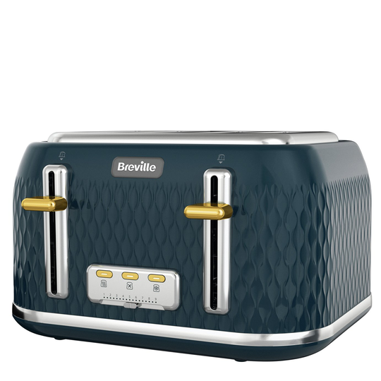 Breville VTT965 Curve 4 Slice Toaster - Navy and Gold