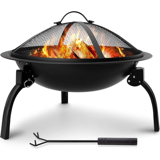 Dannicka 38Cm H x 52Cm W Steel Wood Burning Outdoor Fire Pit with Lid