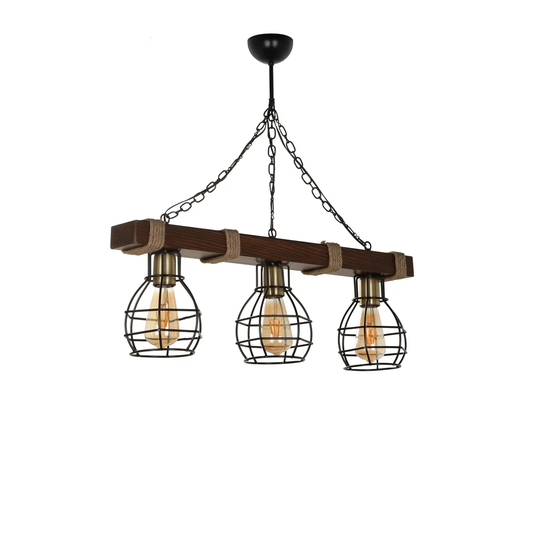 Weatherspoon 3 - Light Kitchen Island Geometric with Wrought Iron Accents