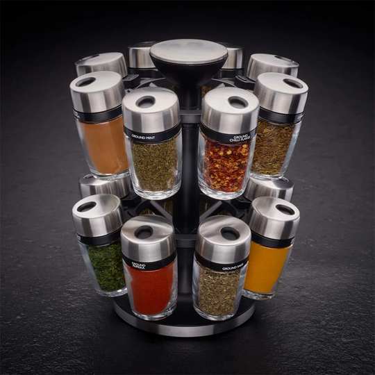 Stainless Steel 16-Jar Free-Standing Spice Rack