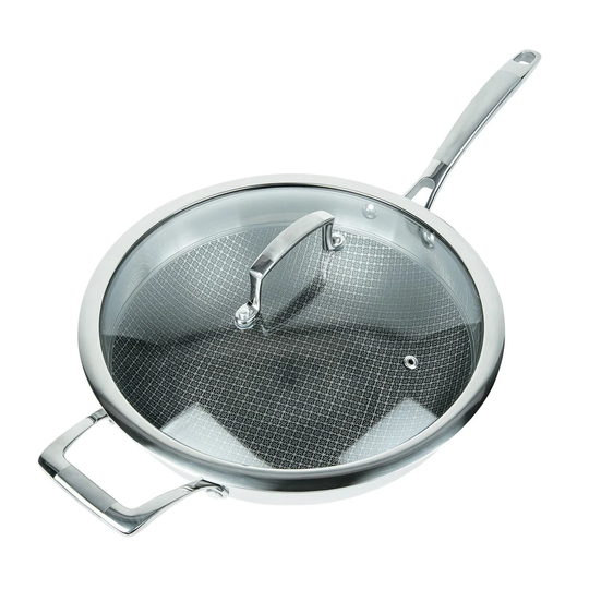 Masterpan 30Cm Non-Stick Stainless Steel Wok with Lid