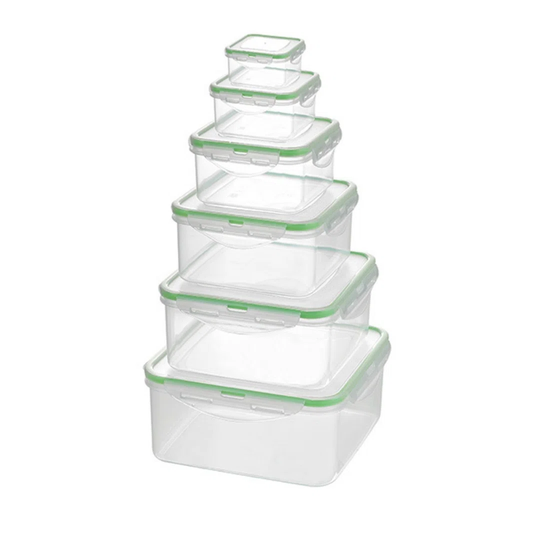 Belfry Kitchen | XXL Frischhaltedosen Set 12-Tlg. | Quadratisch | Klar | Vorratsdosen | Bento-Box | Lunchbox | Aufschnittdose | Brotbox | Brotdose | W