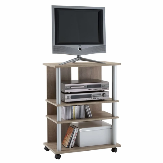 FMD TV/Hi-Fi Rack with 3 Compartments 65 x 40 x 79.2cm Oak Tree