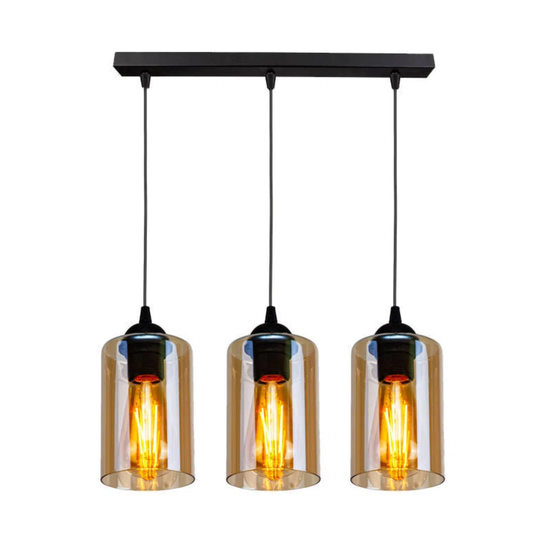 BISTRO Pendant Black 3X40W E27 Brown Lampshade