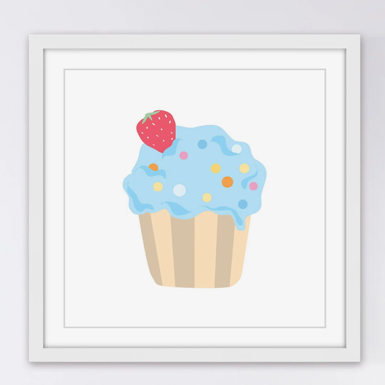 'Blue Cupcake' by Diana Alcala Framed Painting Print