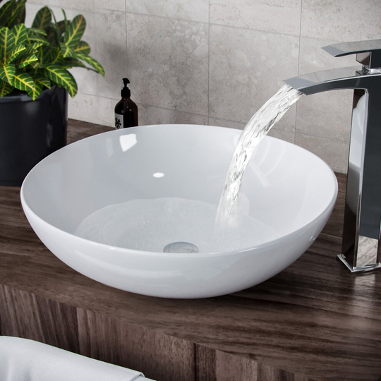 Etive 405mm Large Round Cloakroom Stand Alone Counter Top Basin Sink Bowl