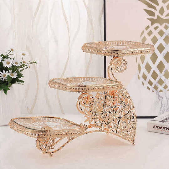 Tardiff 3 Piece Decorative Plate in Gold/Transparent
