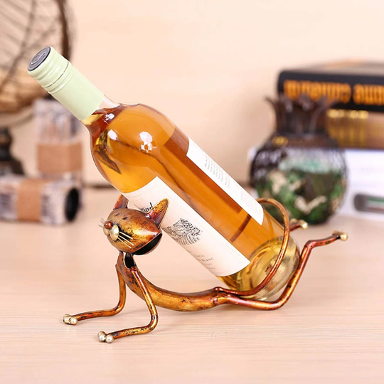 Kitten Wine Holder Metal Vintage Wine Shelf Yoya Cat Shaped Sculpture Simple Lines Of Wine Bottle Rack Party Home Decoration Crafts Iron Decoration Fo