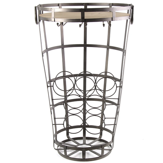 Baucom 7 Bottle Floor Wine Bottle & Glass Rack in Grey