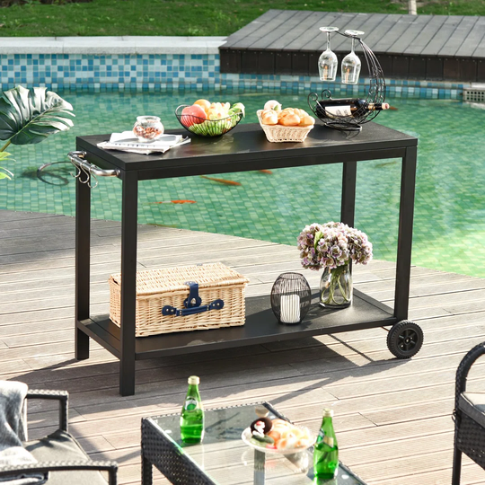 Pangle 128 Cm Stainless Steel Kitchen Trolley with Locking Wheels
