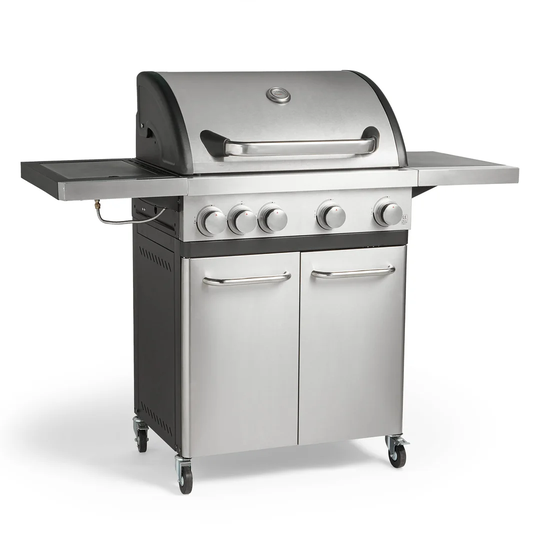 4 - Burner Free Standing Natural Gas Grill with Side Burner and Cabinet