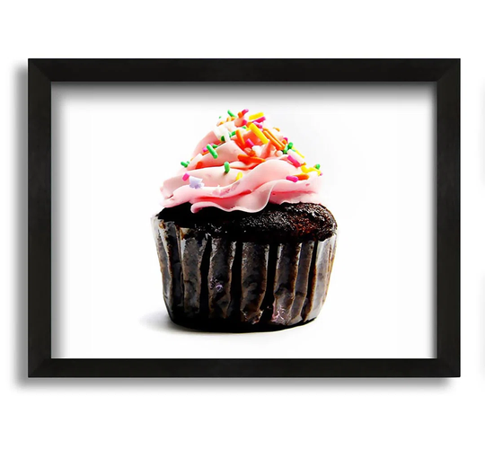 Chocolate Pink Cupcake - Floater Frame Photograph on Canvas