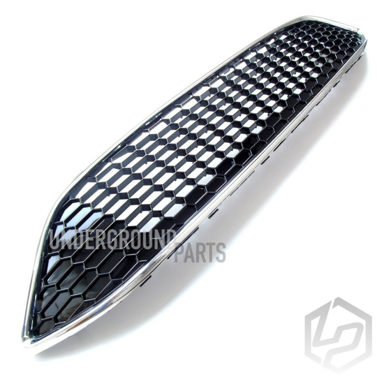 Chrome & Black Honeycomb Mesh Front Centre Bumper Grille Zetec S Sport to fit Ford Focus Mk3 2015 - 2017