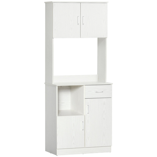 HOMCOM Kitchen Cupboard with Hutch Pantry Storage Cabinet Hutch