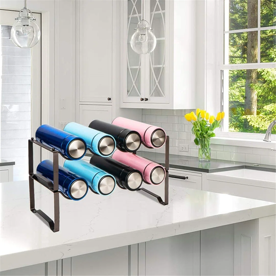 Wine Rack Stackable Bottles Rack For Wine Bottles Hold 8 Bottle Free Standing Storage Shelves For Kitchen, Pantry, Cellar, Bar, Bar Bronze 2 Tier