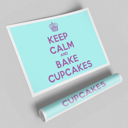 Keep Calm Bake Cupcakes - Unframed Graphic Art Print on Paper