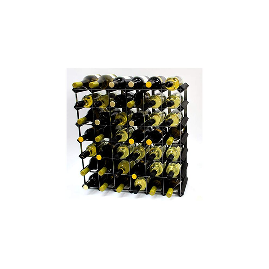 Classic 42 Bottle Black Stained Wood and galvanised Metal Wine Rack Ready Assembled