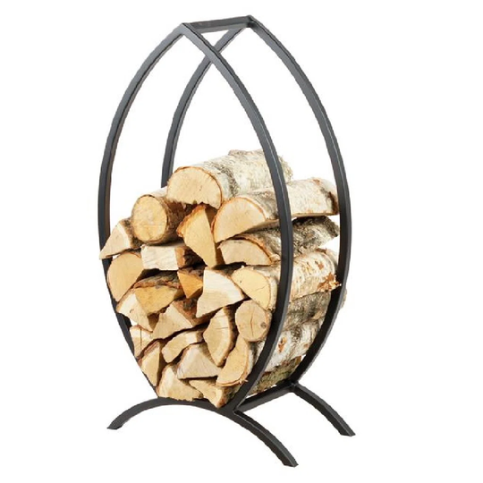 Fish-Shaped Log Rack FISH In Black Steel 50X25x90 Cm
