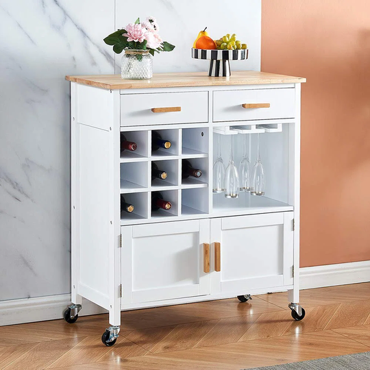 Keesler 76Cm Kitchen Island with Locking Wheels