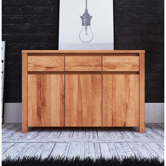 Fugate 115 Cm Wide 3 Drawer Oak Wood Sideboard