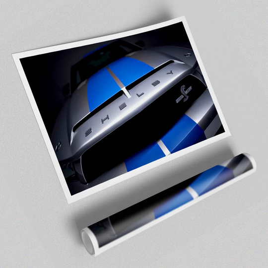 'Mustang Shelby Grill Transport' - Graphic Art Print on Paper
