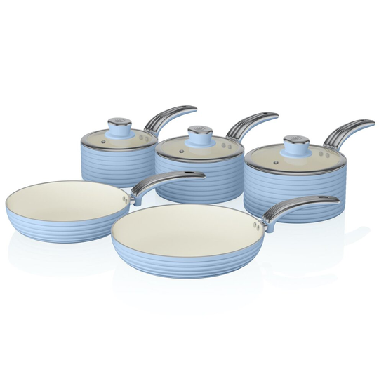 5pc Swan Retro Pan Set - Blue