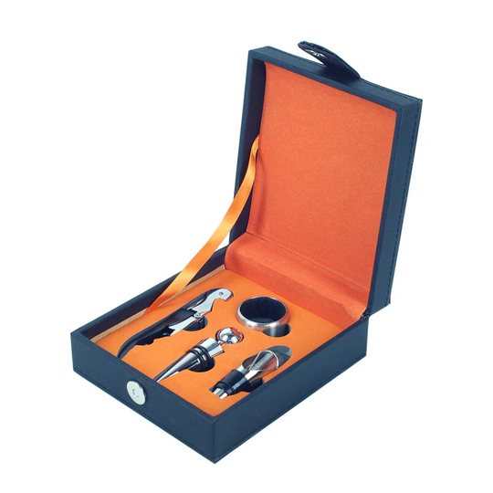 By SIGRIS Set 4 Pieces Of Wine Leather Box Kitchen Bottle Opener Wine And Beer Collection Signes Grimalt