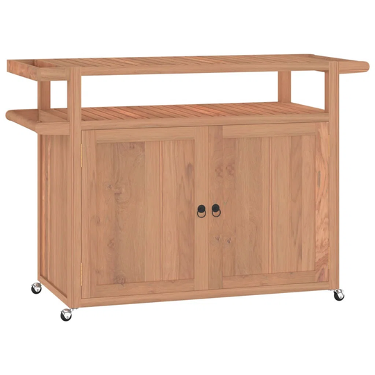 Fortuna 120 Cm Solid Wood Kitchen Trolley with Locking Wheels
