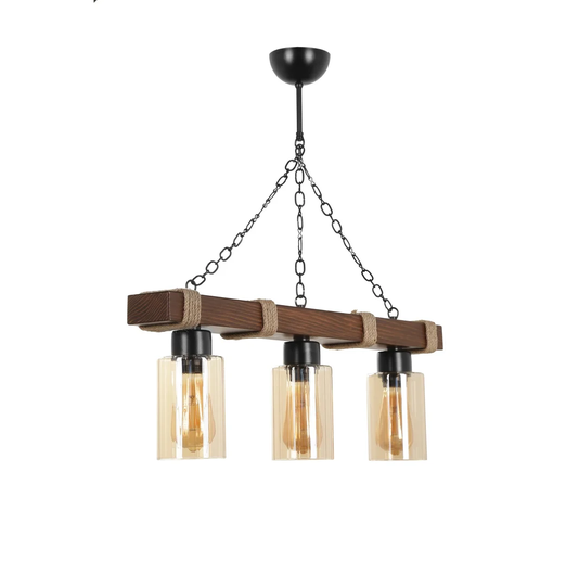 Mattias 3 - Light Kitchen Island Cylinder Pendant with Wrought Iron Accents