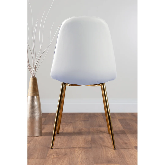 Novara Black Leg 120Cm Round Glass Dining Table & 4 White Corona Gold Leg Chairs