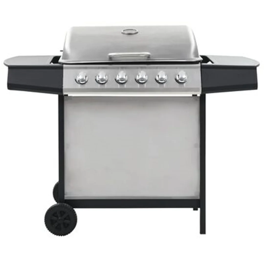 Gas BBQ Grill With 6 Cooking Zones Stainless Steel Silver